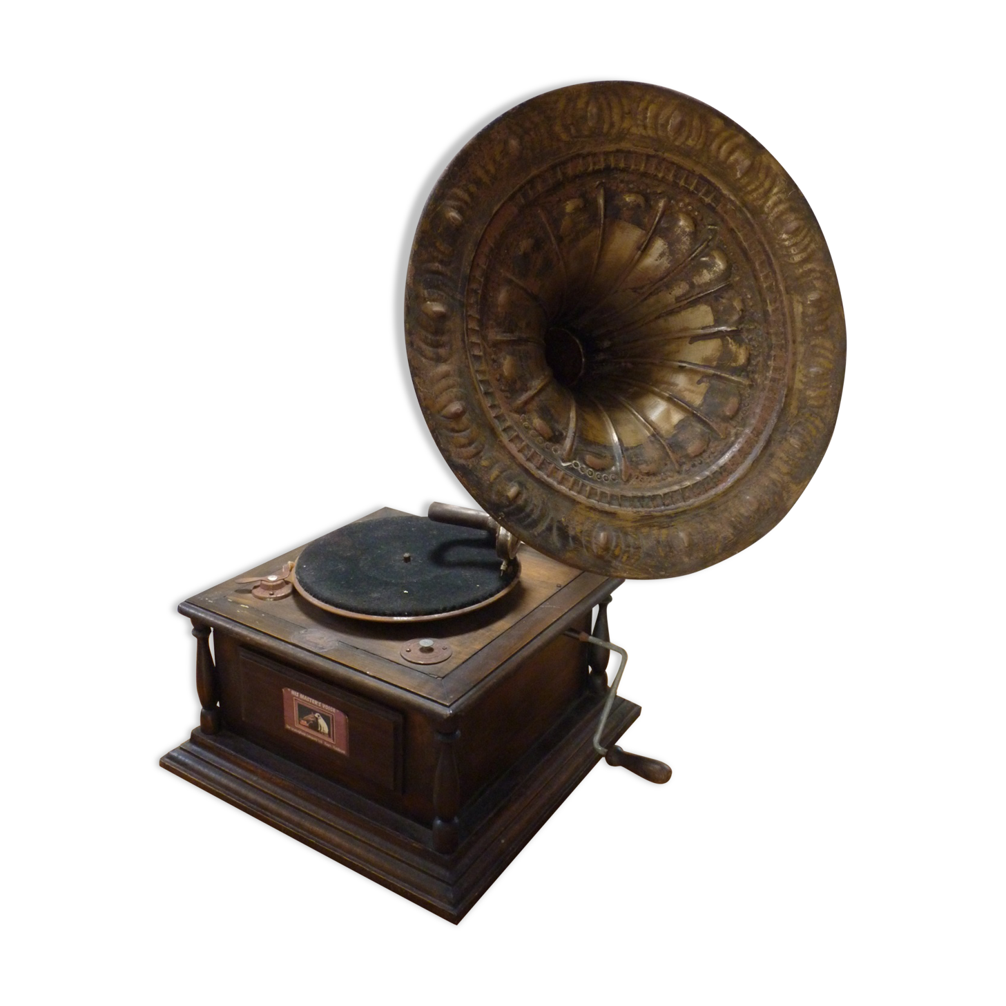 Gramophone with flag "his master's voice"