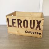 Caisse vintage en bois chicorée Leroux