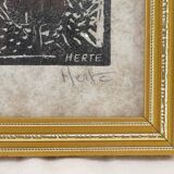 Lithograph print signed Herte landscape view 90/250