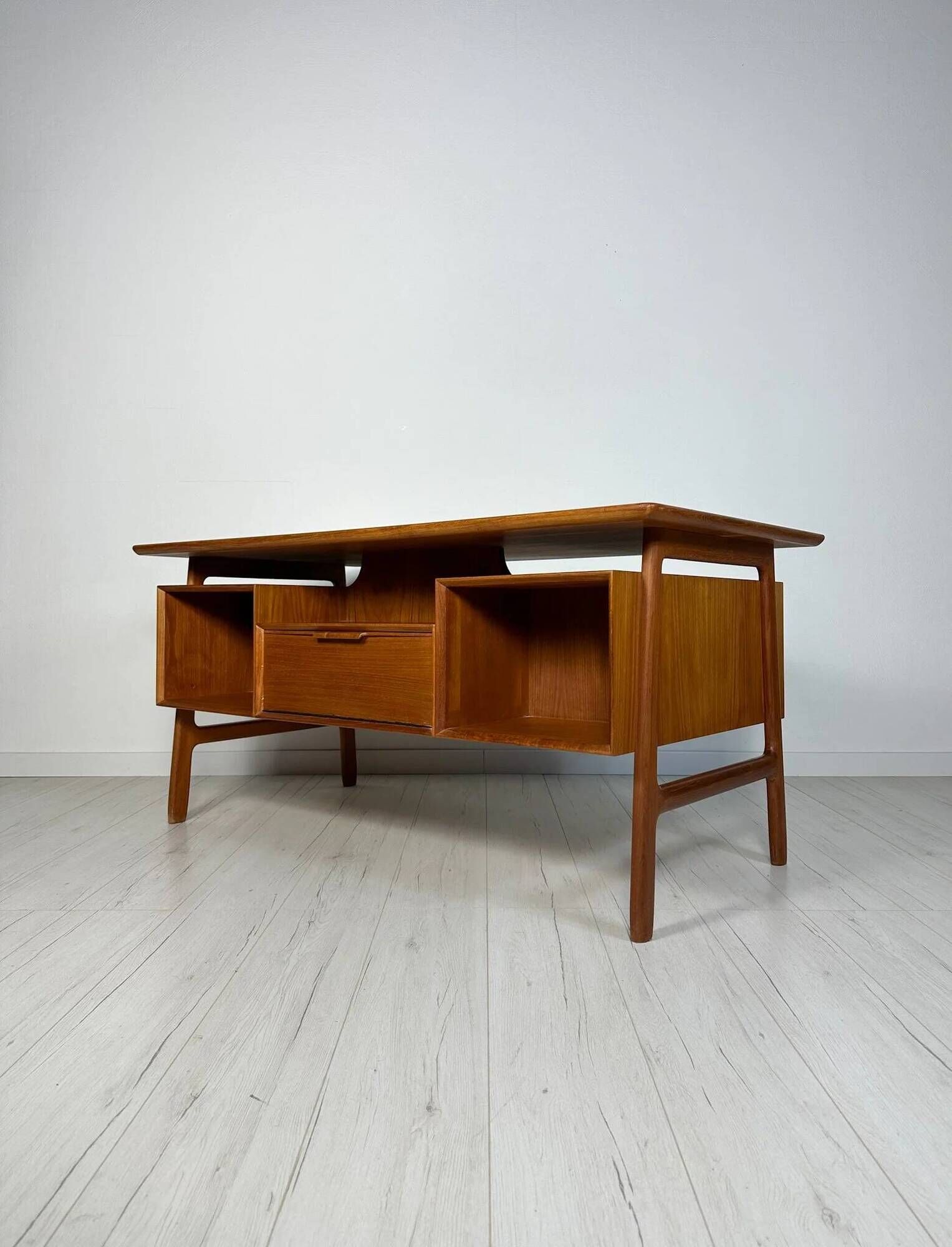 1960s Vintage Danish Teak Writing Desk by Gunni Omann for Omann Jun No 75