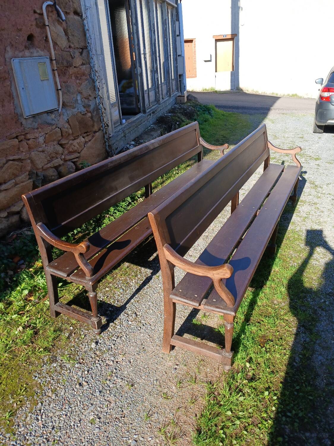Pair of antique church pews
