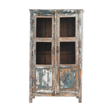 Armoire vitrée en bois patiné
