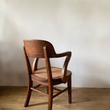Solid oak and cane armchair