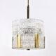 Kalmar Suspension Tambour Drum, Brass, Frosted Textured Glass, Austria, 1960s