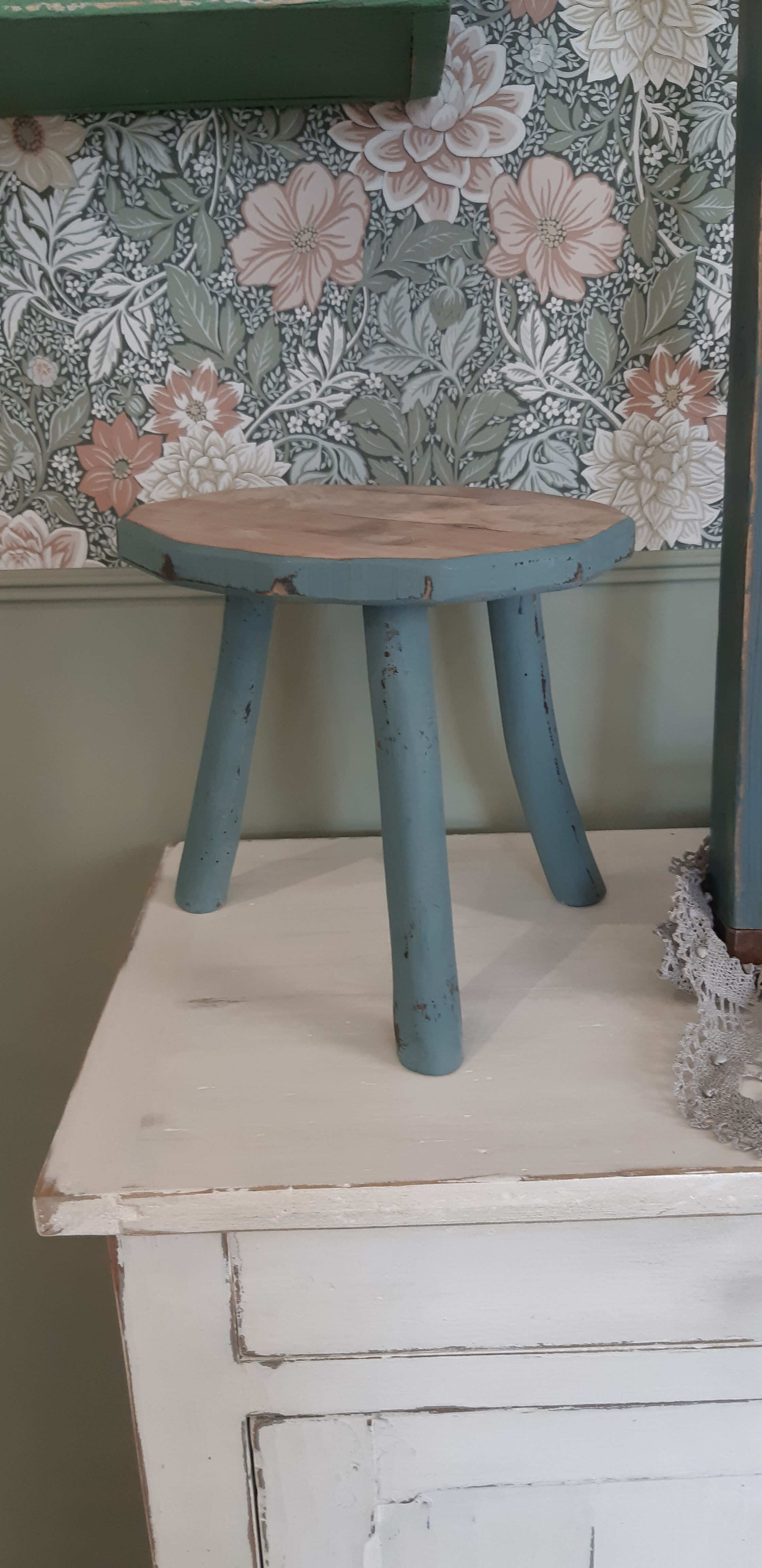 Blue tripod stool