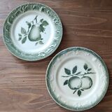 2 plates in fine earthenware from Pexonne with Apple Pear decor