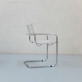 6 Fasem Italia chrome and white leather chairs