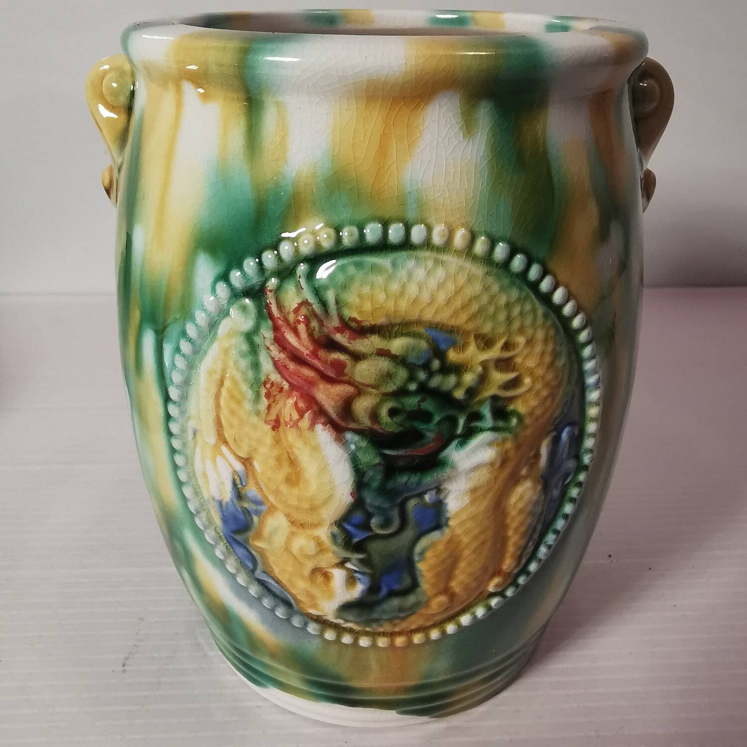 Colorful vintage slip style pot/empty pocket