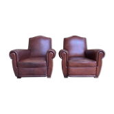 Pair of 1950 leather club armchairs