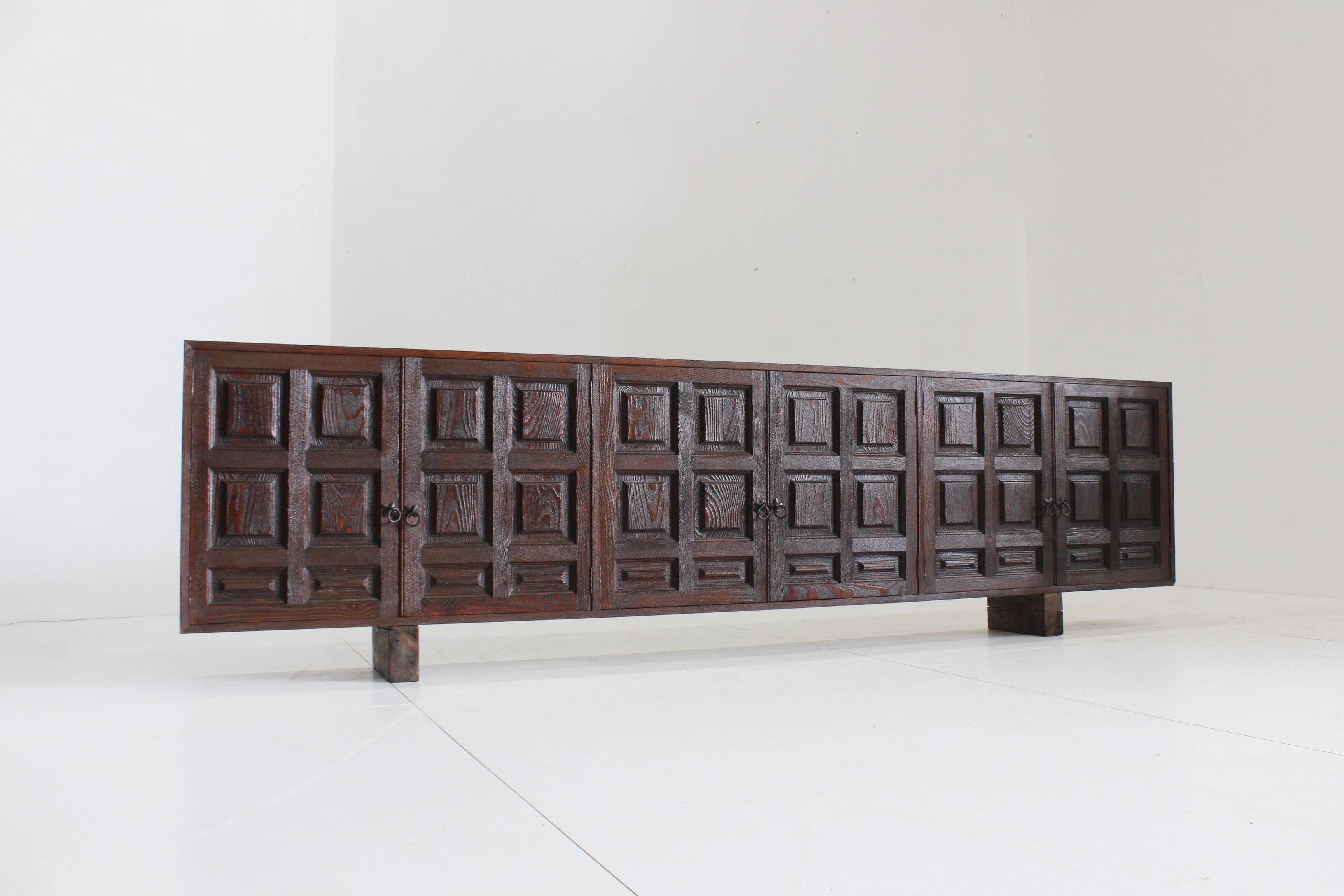 Vintage large Spanish brutalist sideboard 1970s