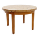 Round wooden coffee table with Aleppo breccia marble top - 1950s