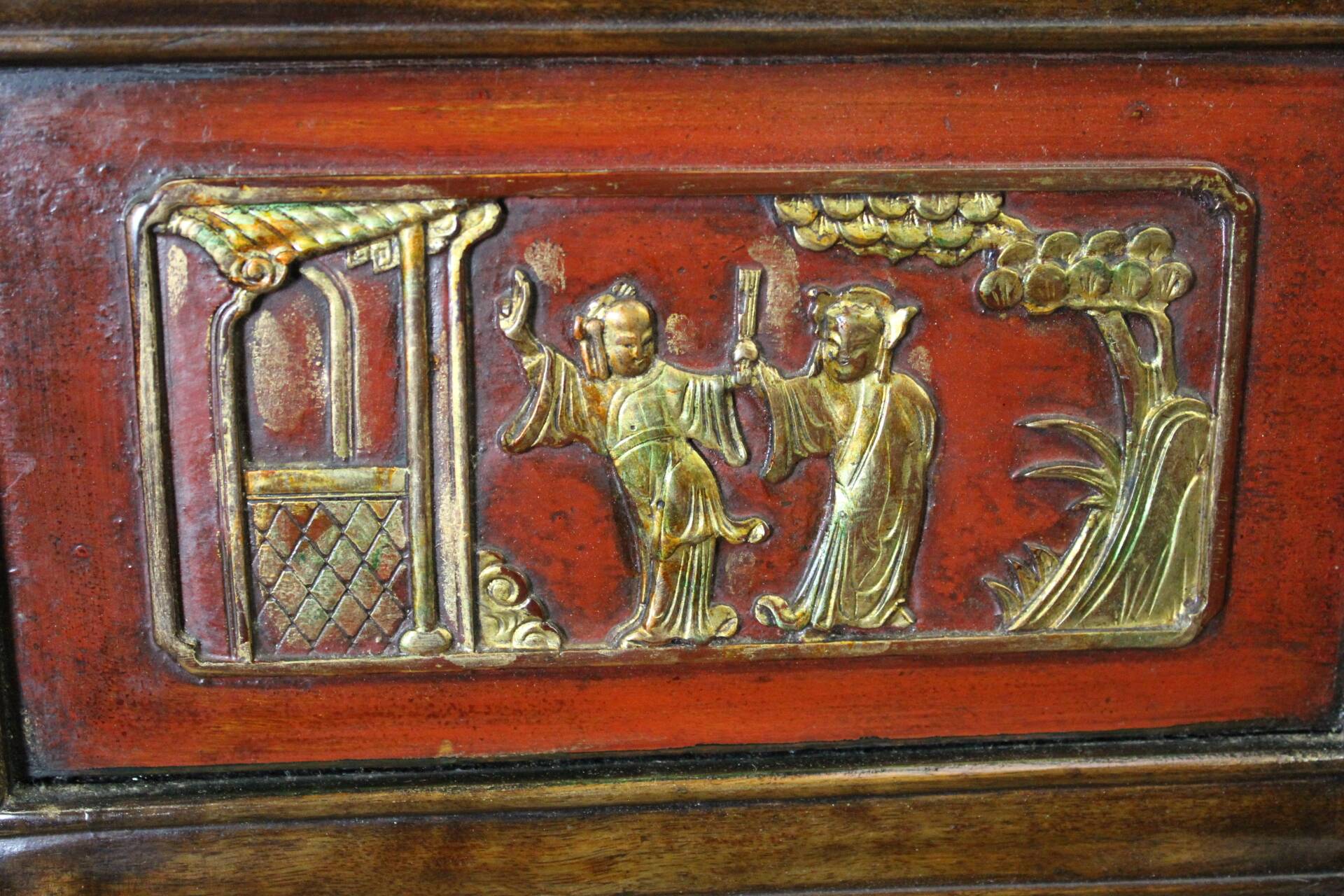 Chinese Cabinet in Red and Gold Lacquer