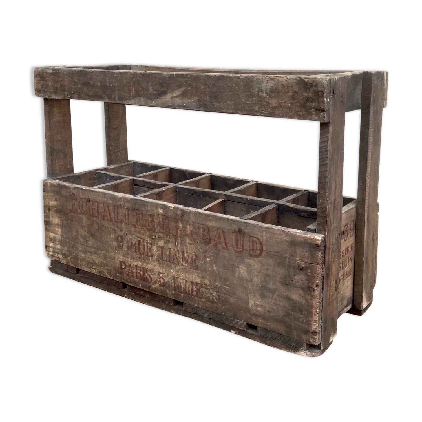 Casier en bois vintage pour 10 bouteilles