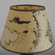 French Mid Century Round Turned Wood Grooved Table Lamp Map Detail Shade