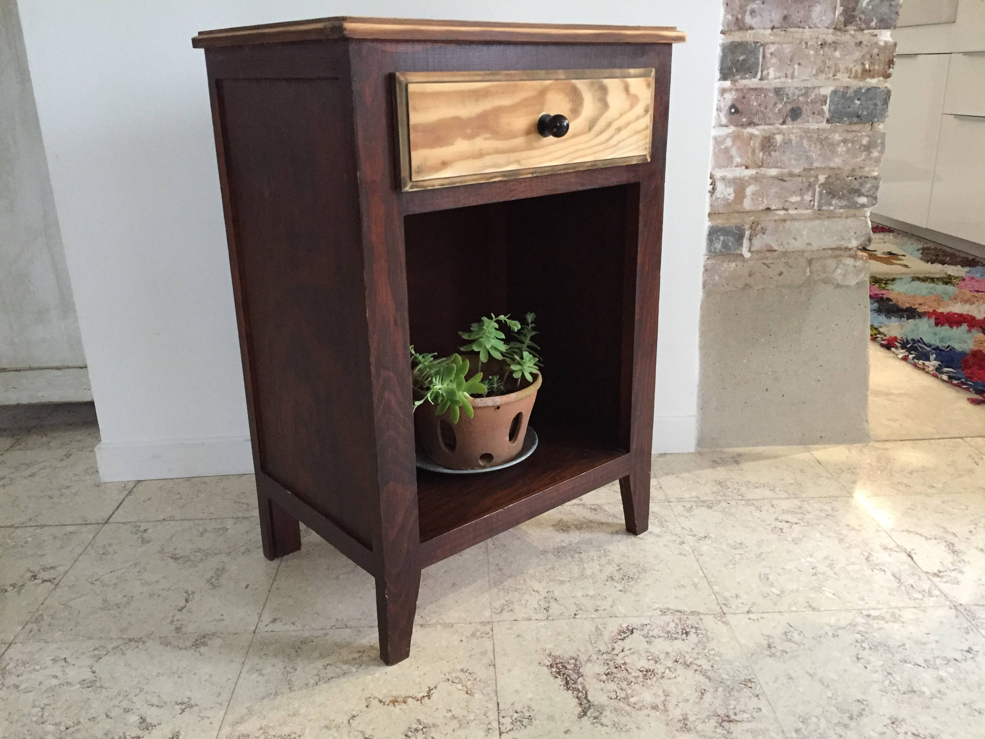 Vintage compas legs bedside table