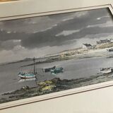 Aquarelle marine signed trannod wood frame