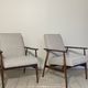 Pair of Henryk Lis 300-190 armchairs in mottled blue-grey fabric, 1970s