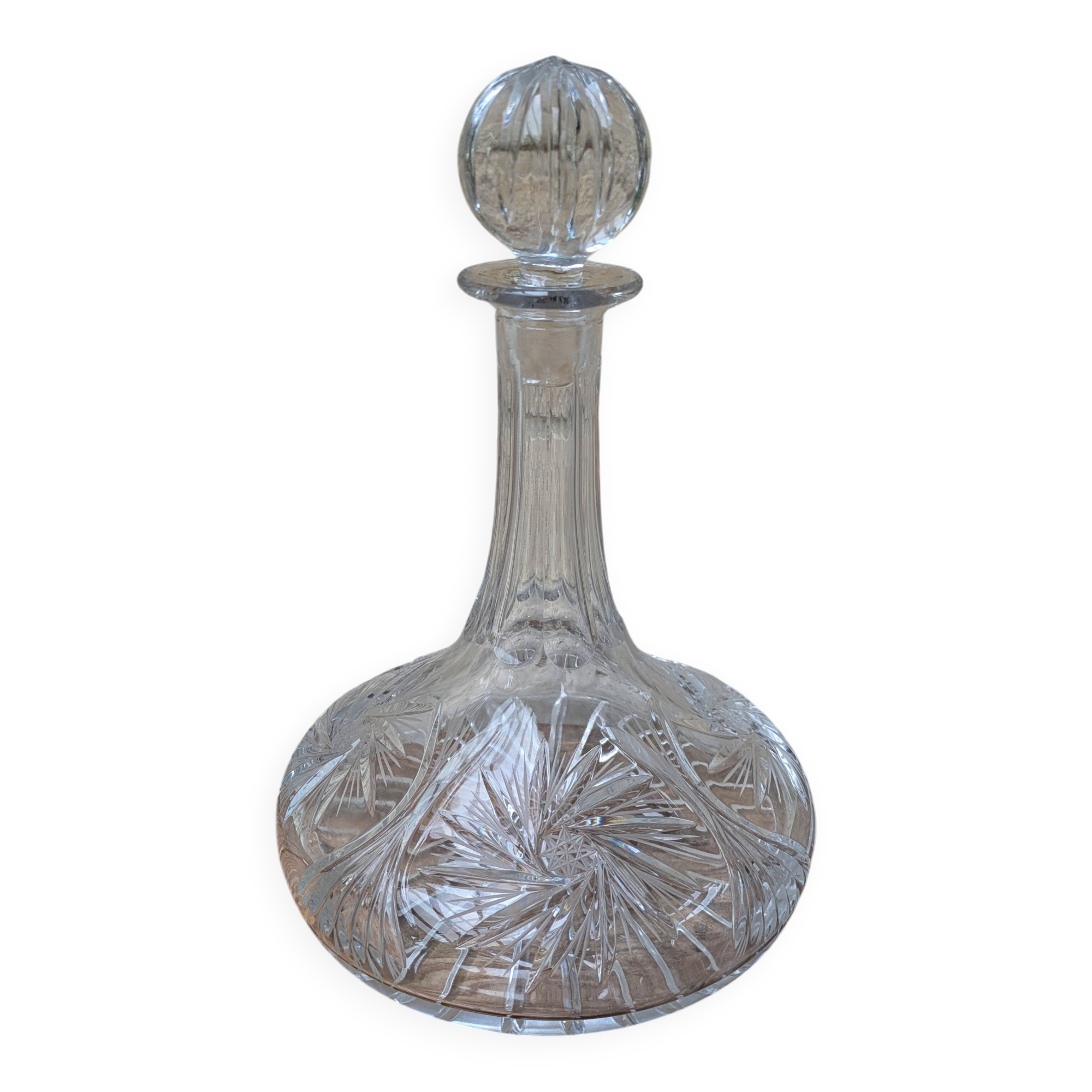 Antique cut crystal decanter with stopper.