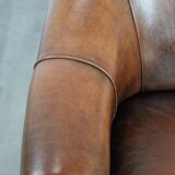 Characterful vintage sturdy 2-seater club sofa made of sheepskin leather