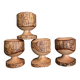 Brutalist egg cups in vintage raw solid wood