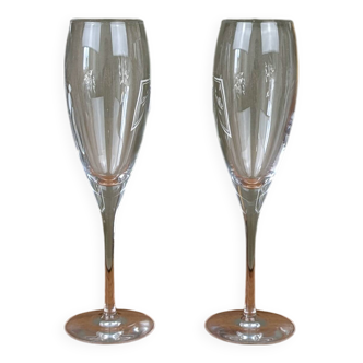 Pair of Christofle Crystal Champagne Flutes, Albi model, with its Box