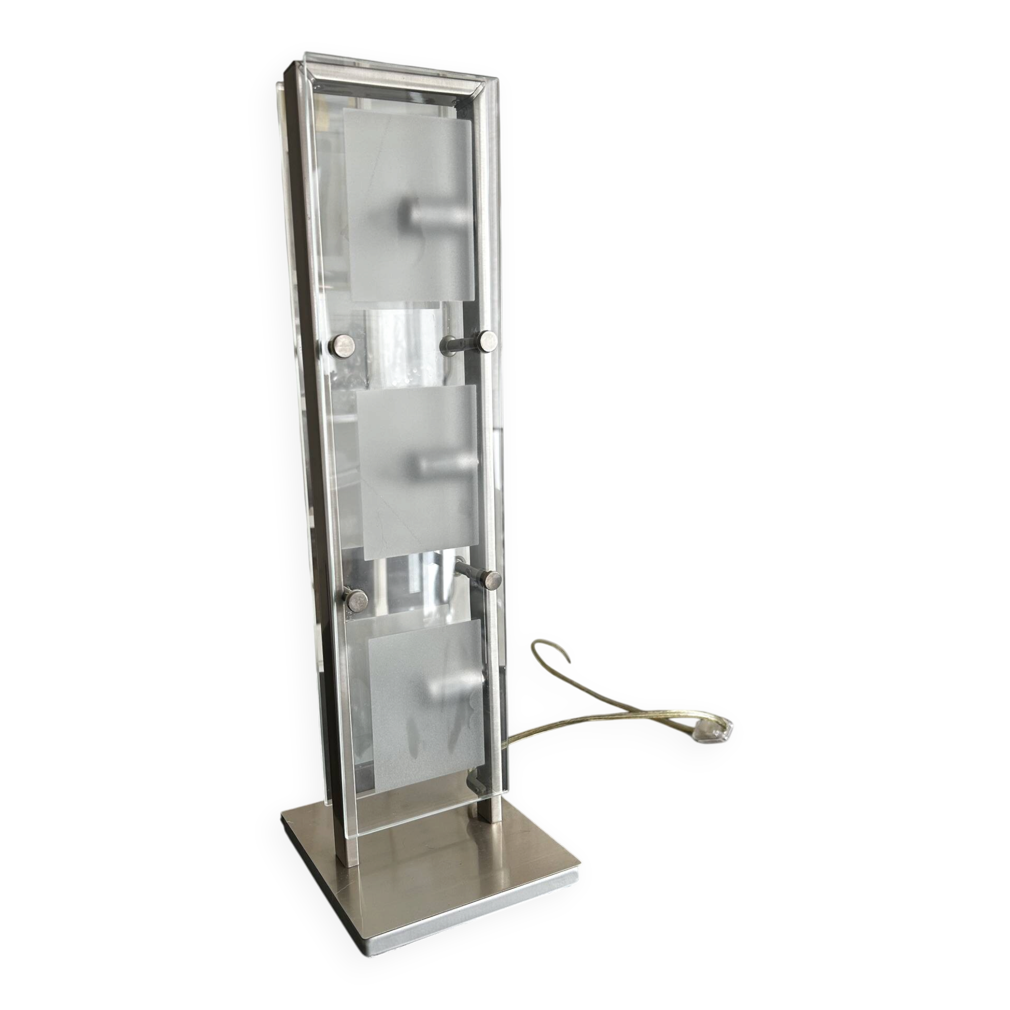chrome and glass table lamp