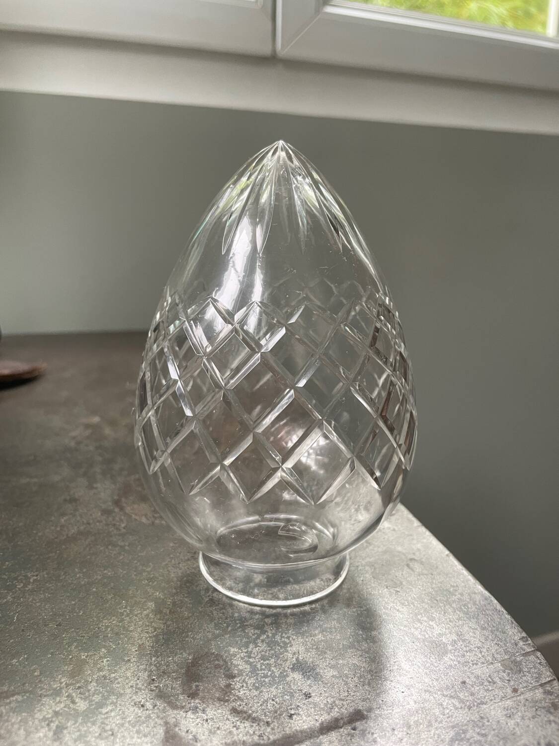 19th century cut crystal shell globe