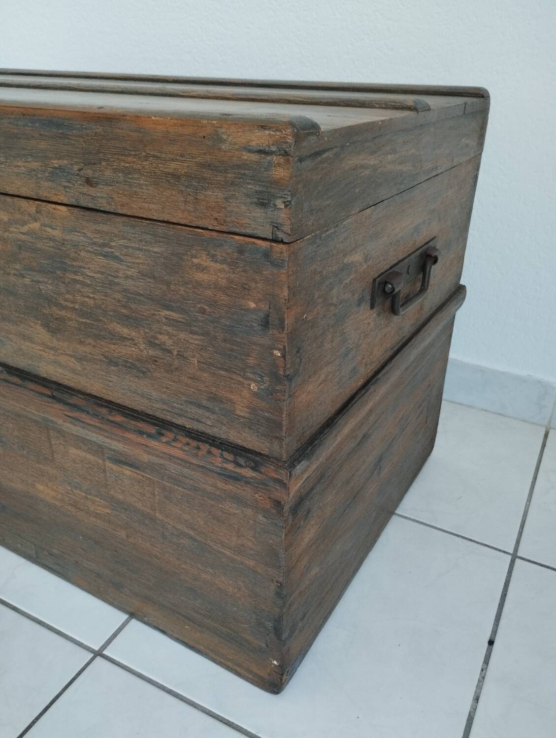 Old waxed wooden trunk 19th century