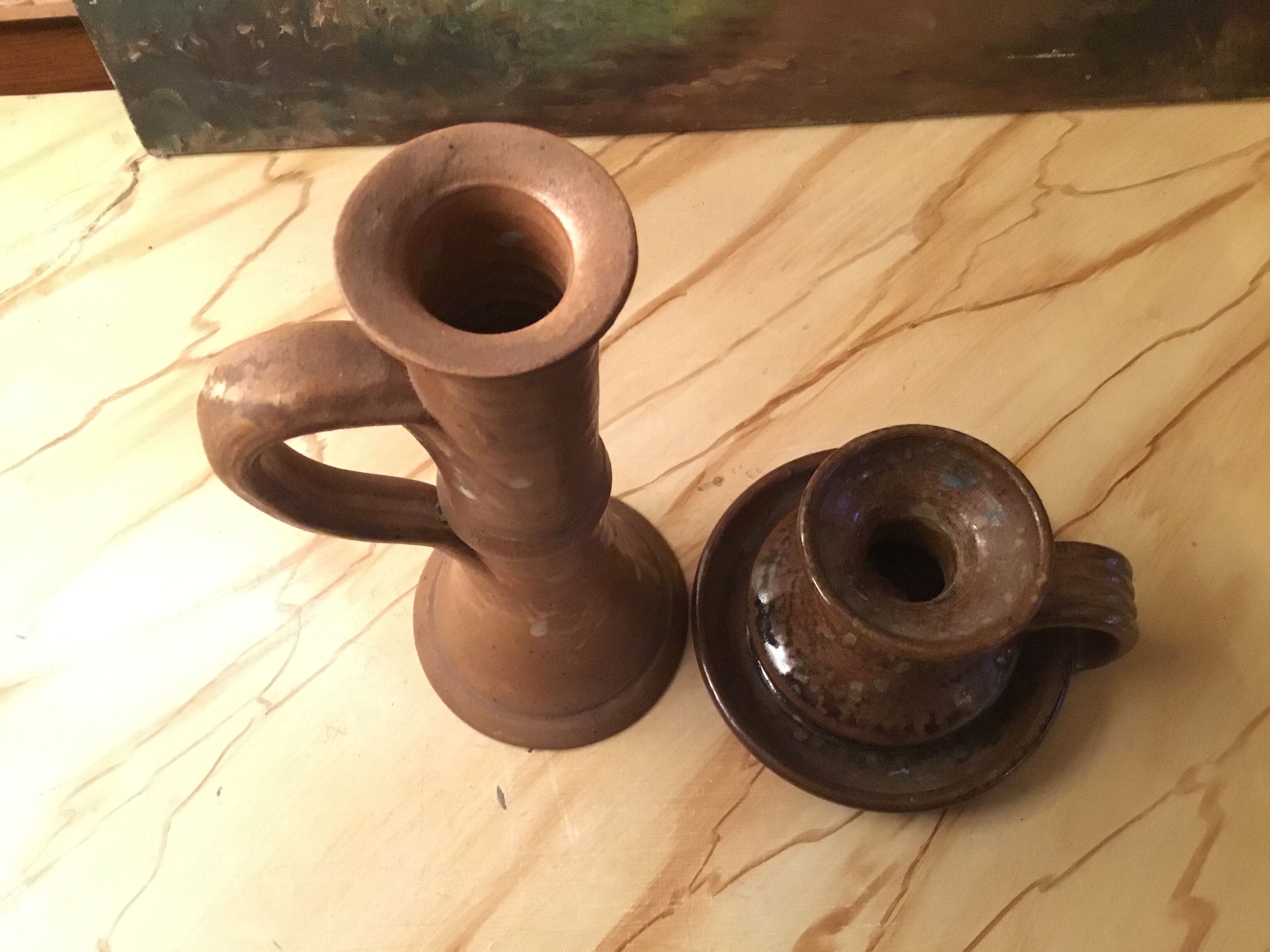 Vintage sandstone candlesticks