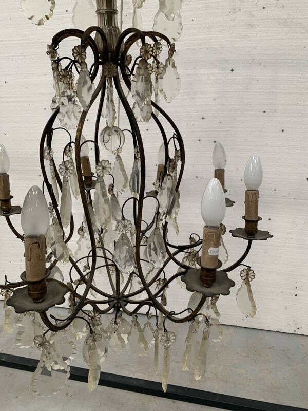 Lustre cage de style Louis XV Lustre a pendeloques XX siècle