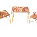 Set of tables with a marble top, France.