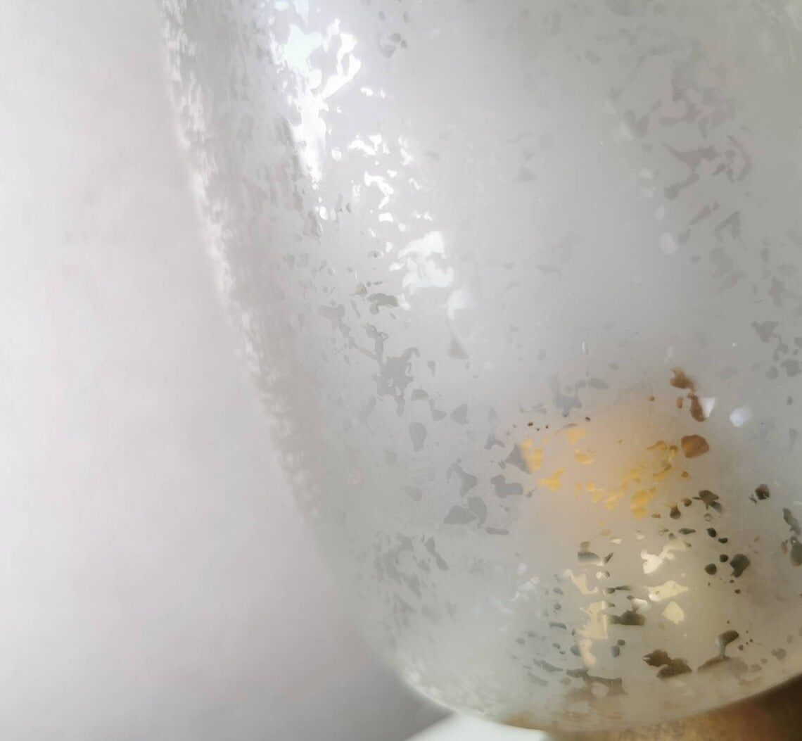 Wooden table lamp with 80s glass cap