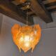 Chandelier leaves Murano Mazzega, gilded frosted glass, italy 1970