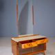 Vintage dressing table with burl veneer, large mirror and storage cabinets