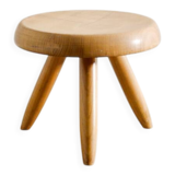 French Mid Century Wooden Berger Tripod Stool by Charlotte Perriand, 1960s