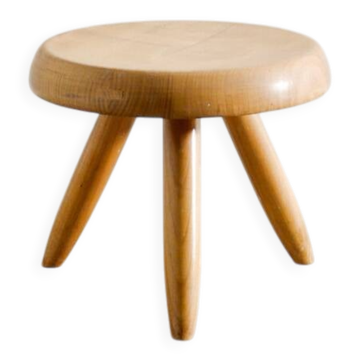 French Mid Century Wooden Berger Tripod Stool by Charlotte Perriand, 1960s
