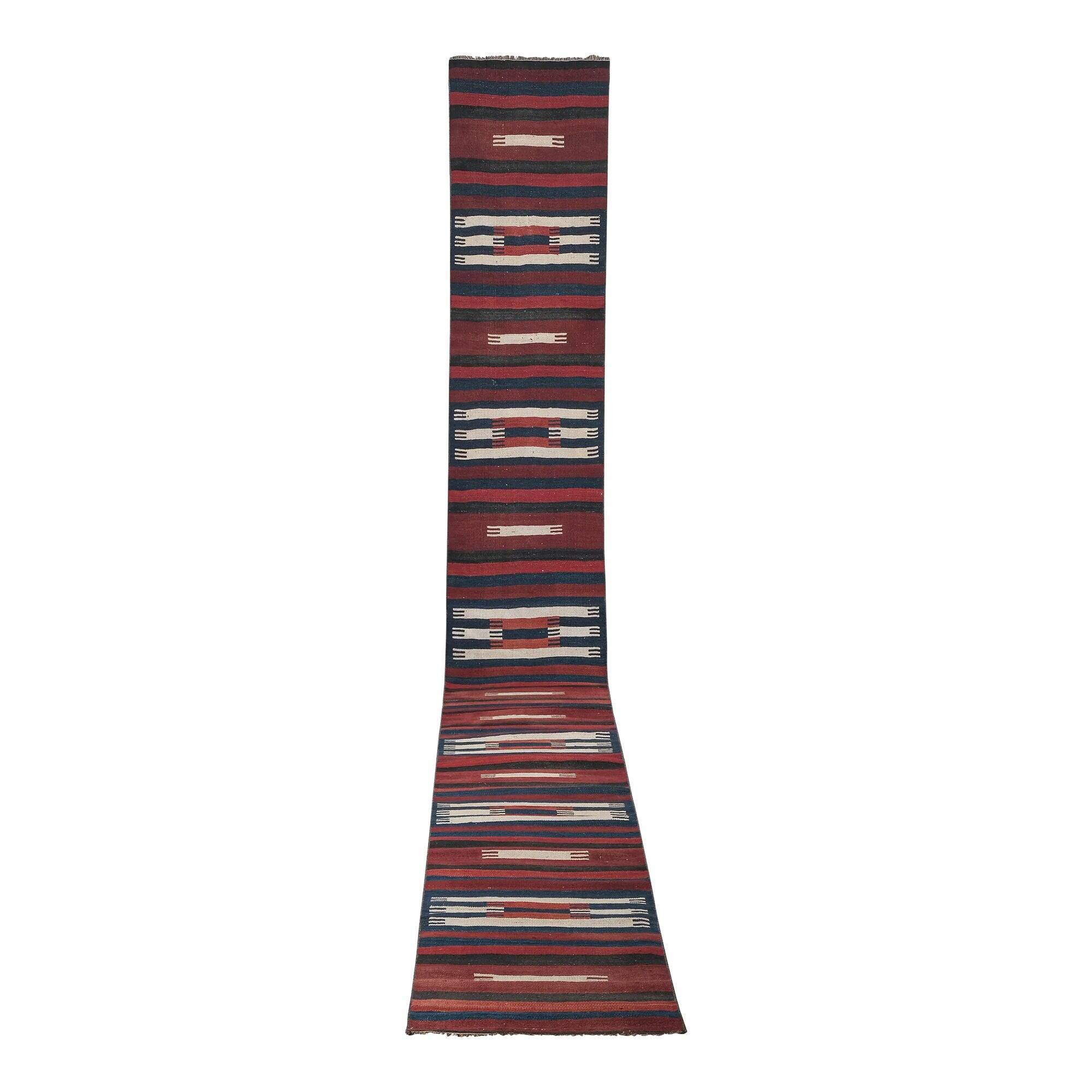 Vintage Turkish hallway rug 78x705 cm