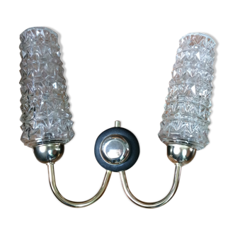 Applique double vintage verre et laiton