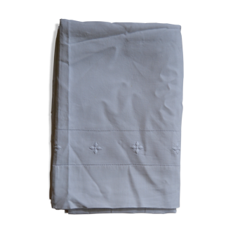 Linen embroidered old flat sheet with return