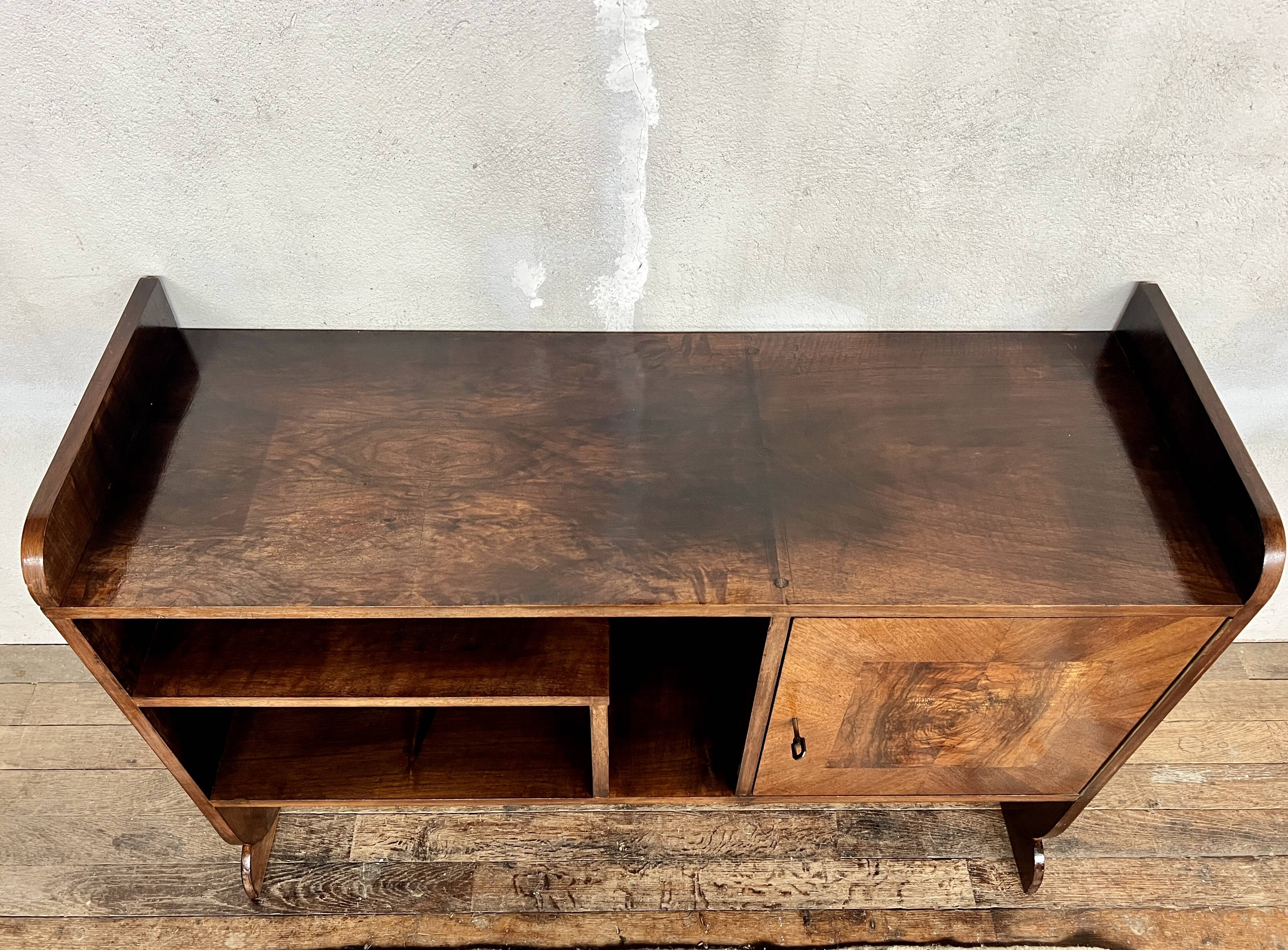 Art Deco shelf in wood and burl