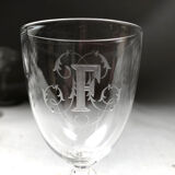 Partie de service de verres en cristal, chiffrés “F” ou “D” 40 pièces