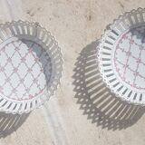 Set of 2 old porcelain lace plates