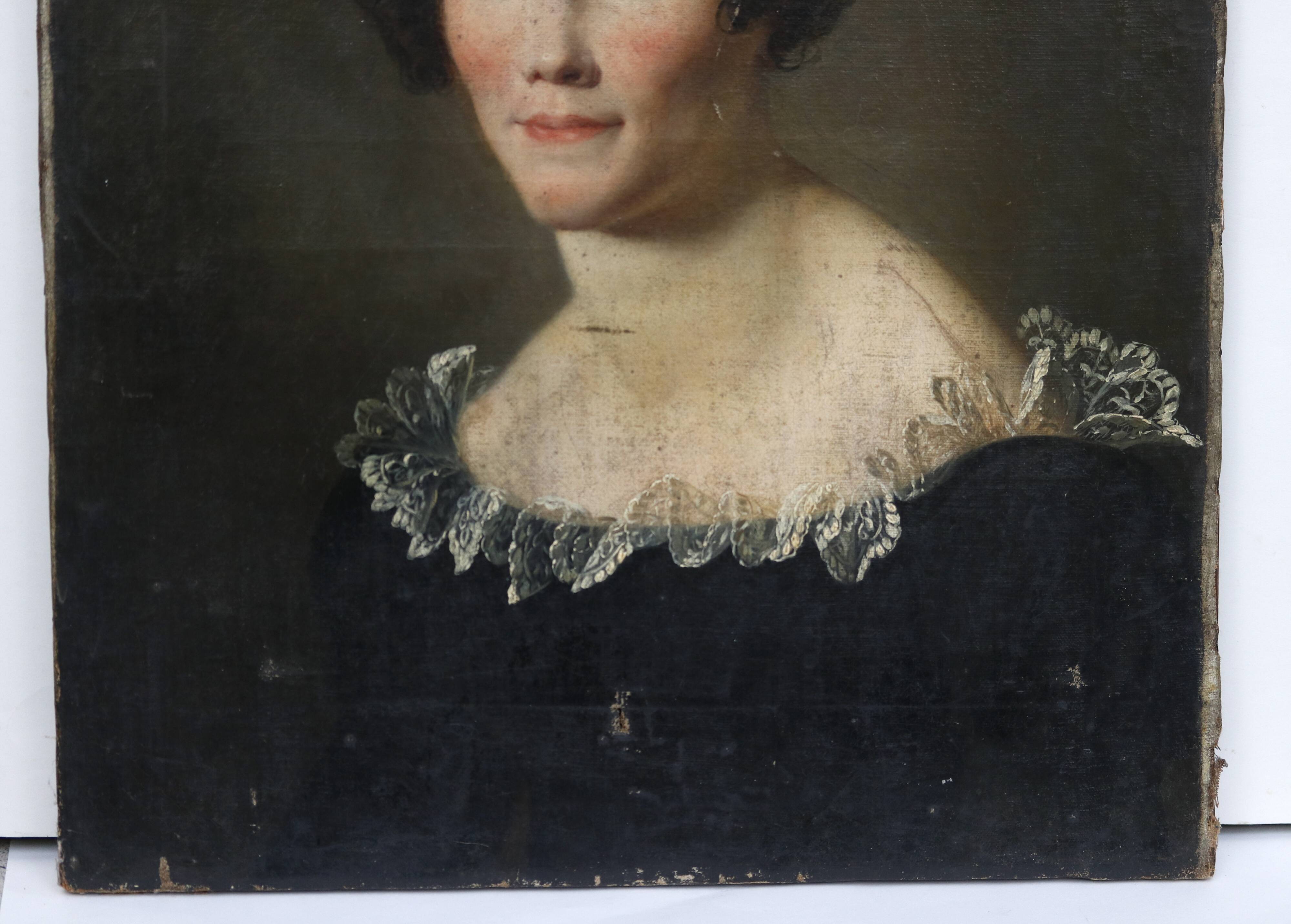 Portrait of an elegant woman oil on canvas from the 19th century.