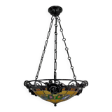 Art Deco wrought iron chandelier by Augustin Louis Calmels, France, Circa 1920