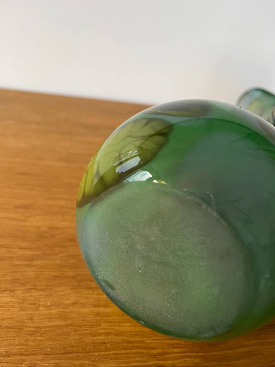 Green variegated glass vase, 32cm high