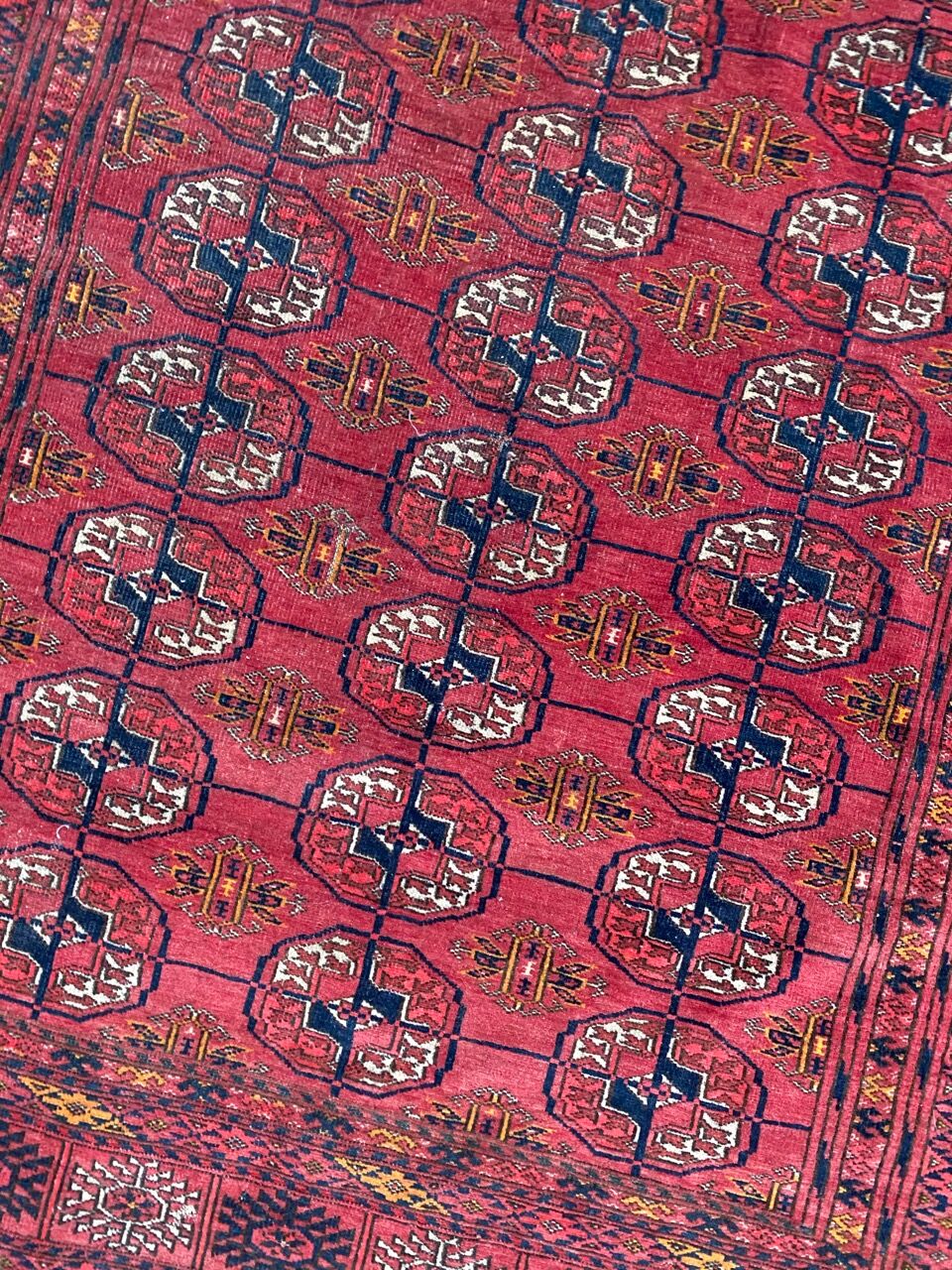 Old Turkmen bukhara handmade handmade wool rug 120x164 cm