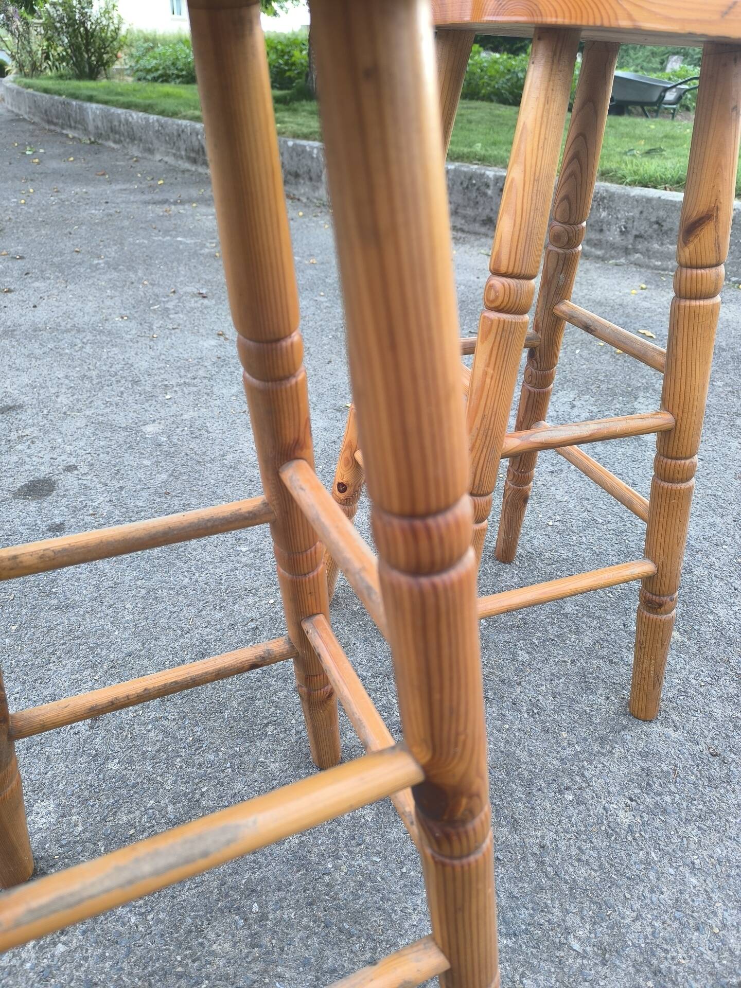 4 pine bar stools circa 1980