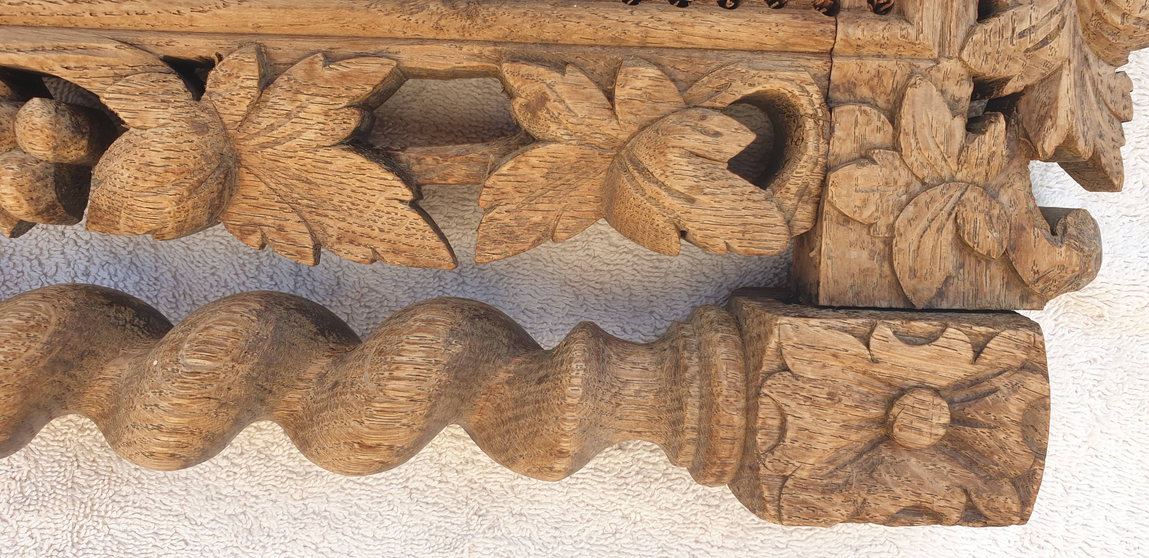 Wooden door pediment vintage sculpture wall art antique