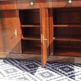 Flamed mahogany enfilade with sea green marble in Empire style.