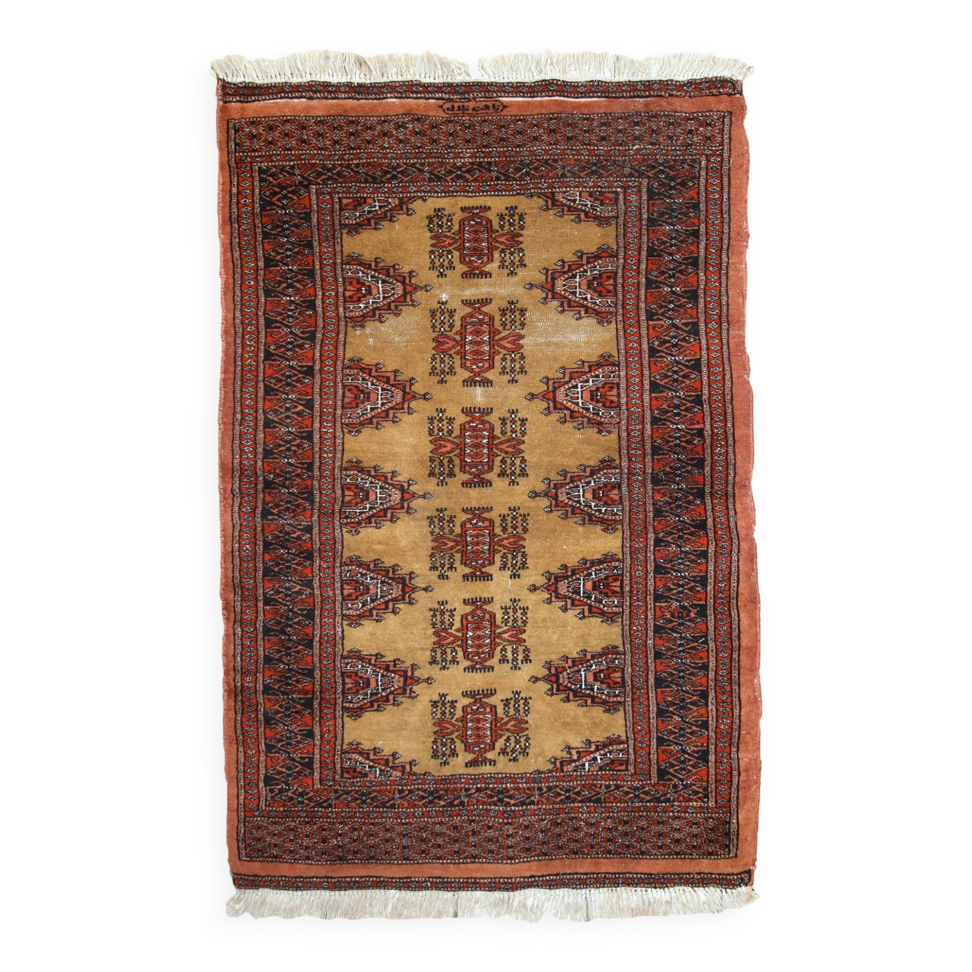 Tapis Vintage Bukhara Uzbek en Laine, Années 1960, Authentique et Élégant